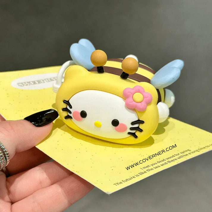 BeeBoo Kitty Bee Silicone AirPods Case with Hook – Cute Cartoon AirPods Cover by Coverner India