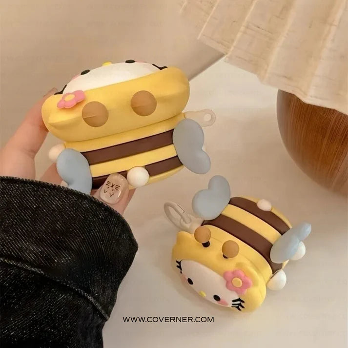 BeeBoo Kitty Bee Silicone AirPods Case with Hook – Cute Cartoon AirPods Cover by Coverner India