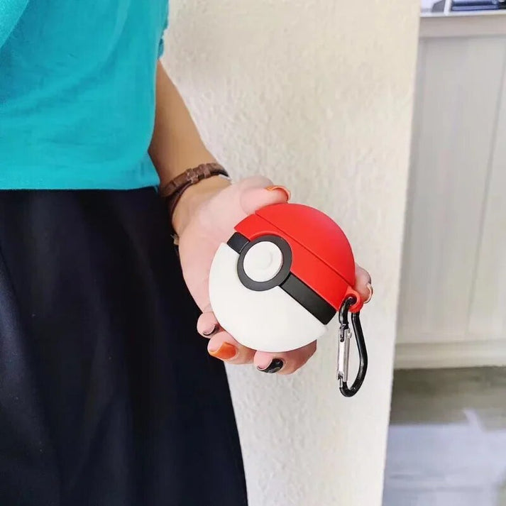 Poké Ball AirPods Case Cover – Anime Style Silicone Case with Keychain