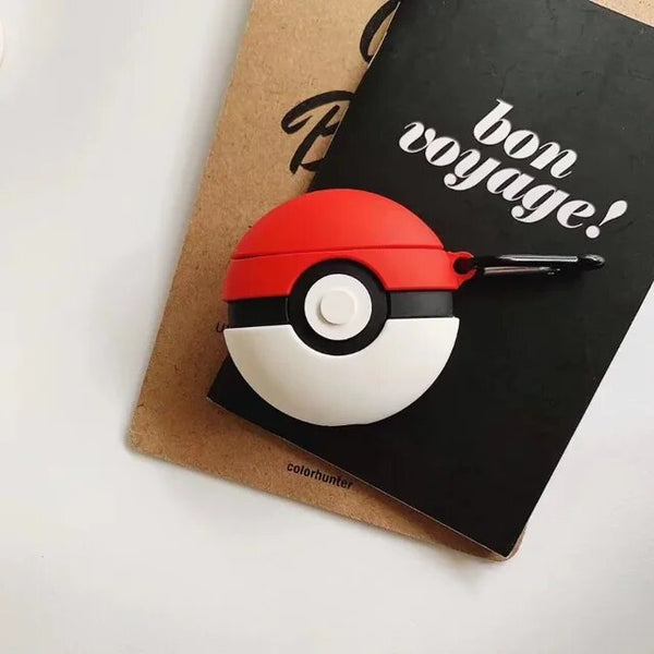 Poké Ball AirPods Case Cover – Anime Style Silicone Case with Keychain