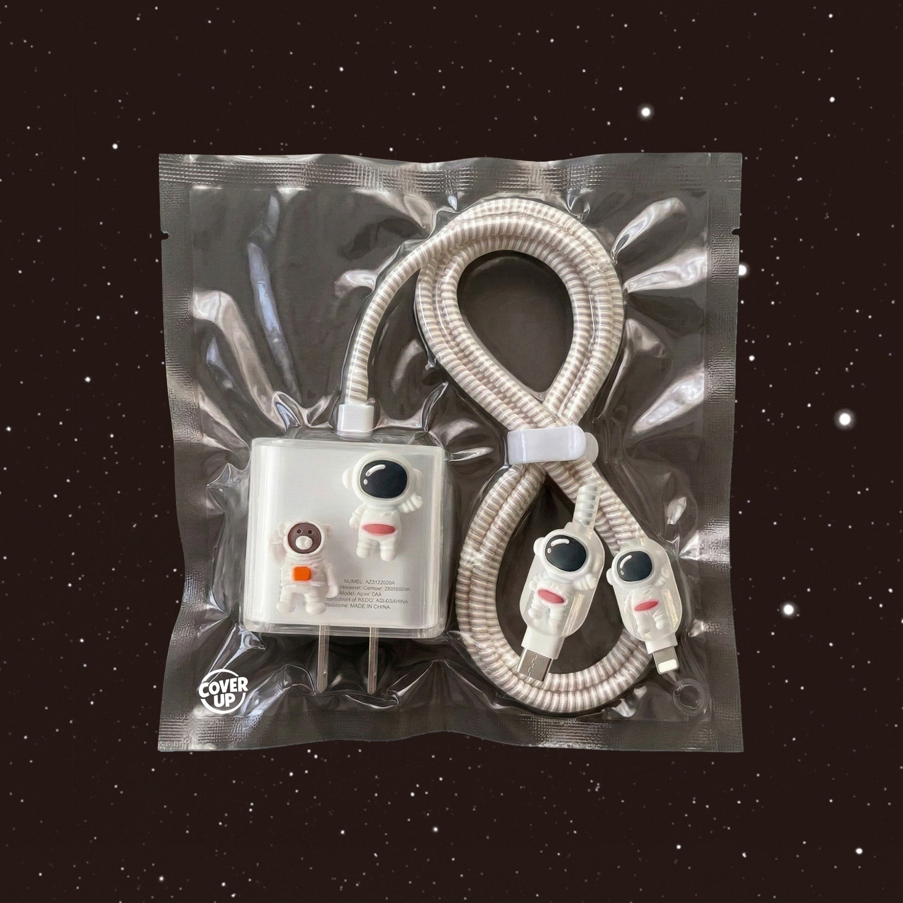 White Astronaut Charger Cover & Cable Protector