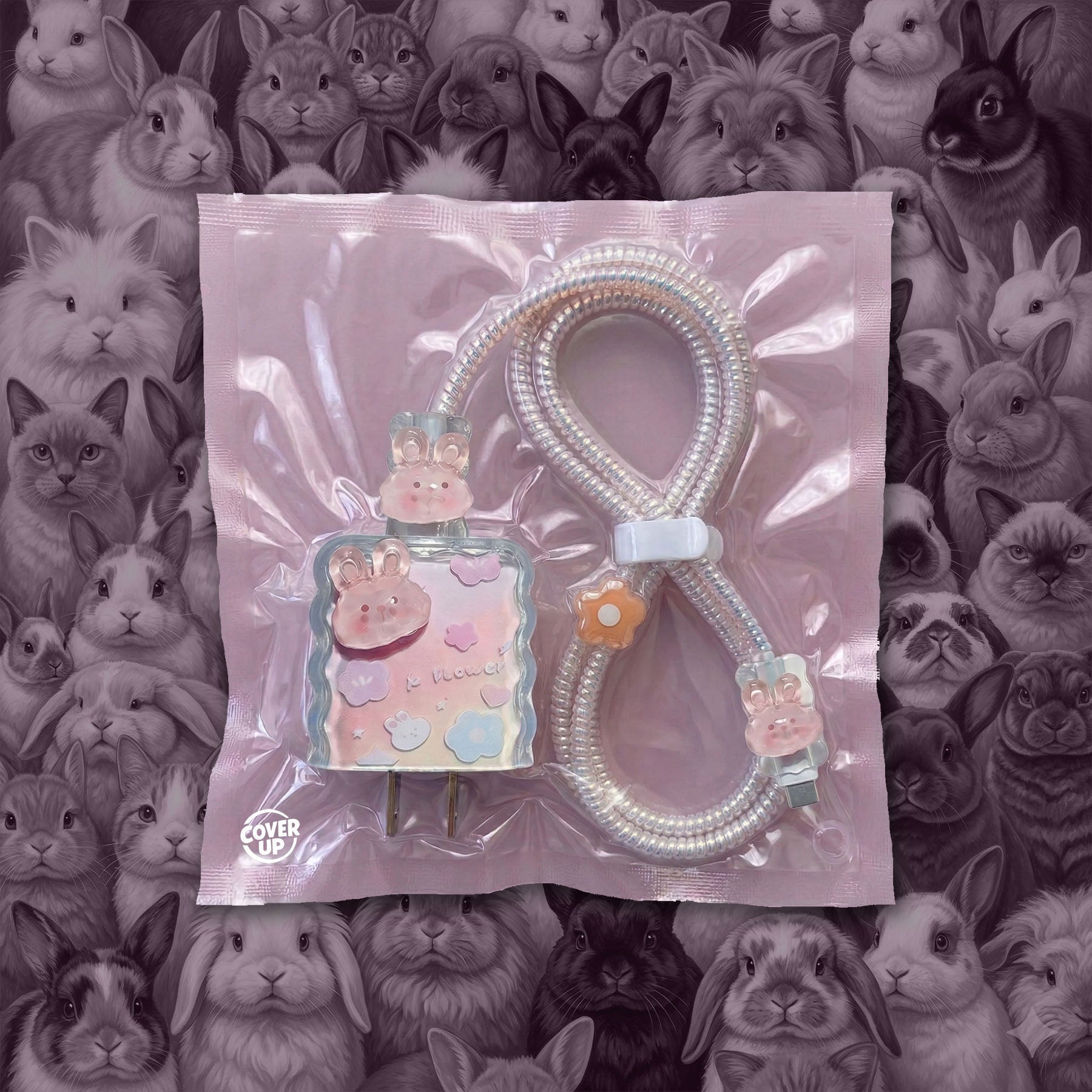 Pink Bunny Charger Cover & Cable Protector