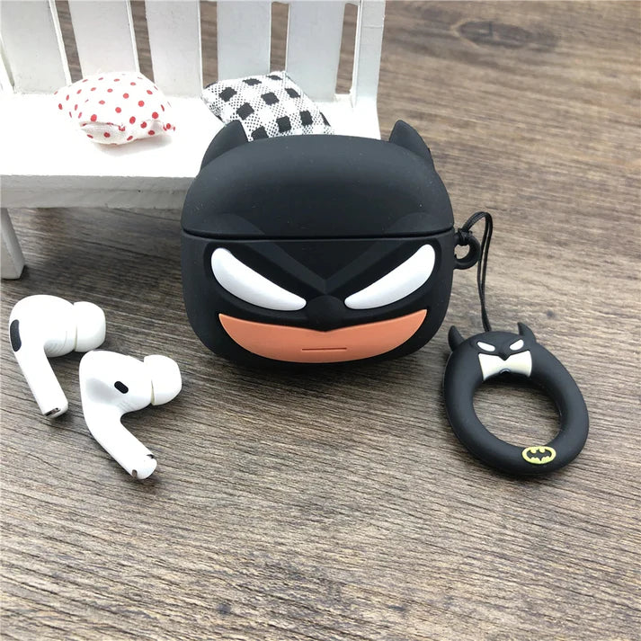 Batman Inspired Silicone Case for AirPods pro 2 – Cute Cartoon Hero Protective Cover with Finger Ring Strap