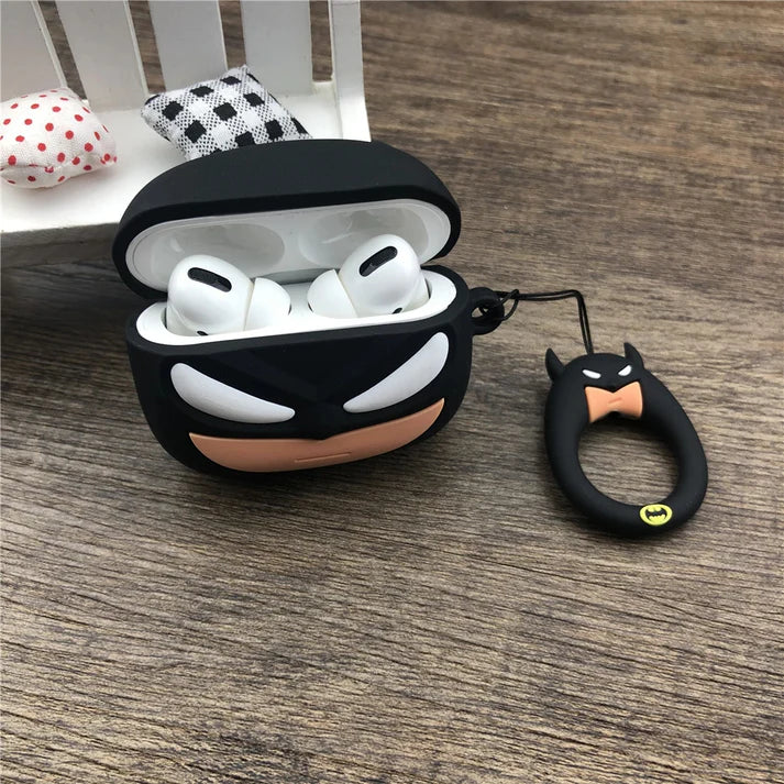 Batman Inspired Silicone Case for AirPods pro 2 – Cute Cartoon Hero Protective Cover with Finger Ring Strap