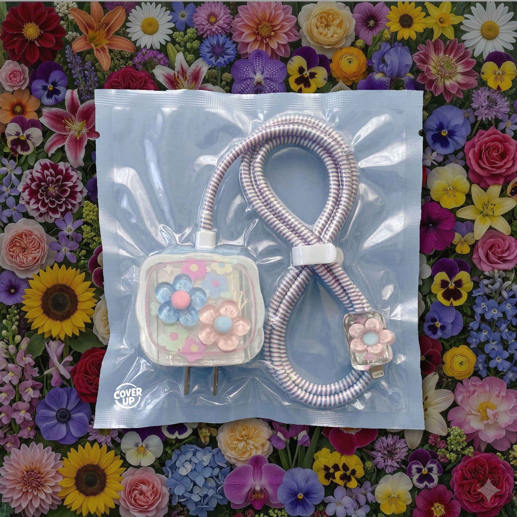 Floral Charger Cover & Cable Protector