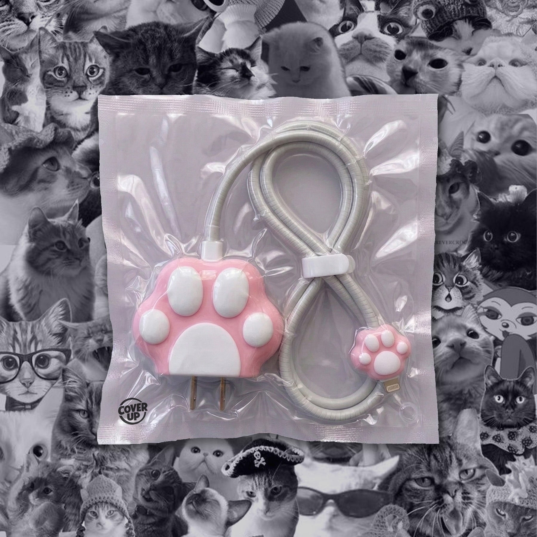 Pink Paw Charger Case & Cable Protector