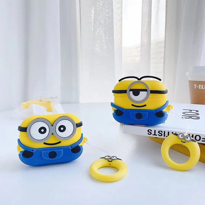 Minion AirPods Case Cover – Cute Cartoon Silicone Case with Keychain