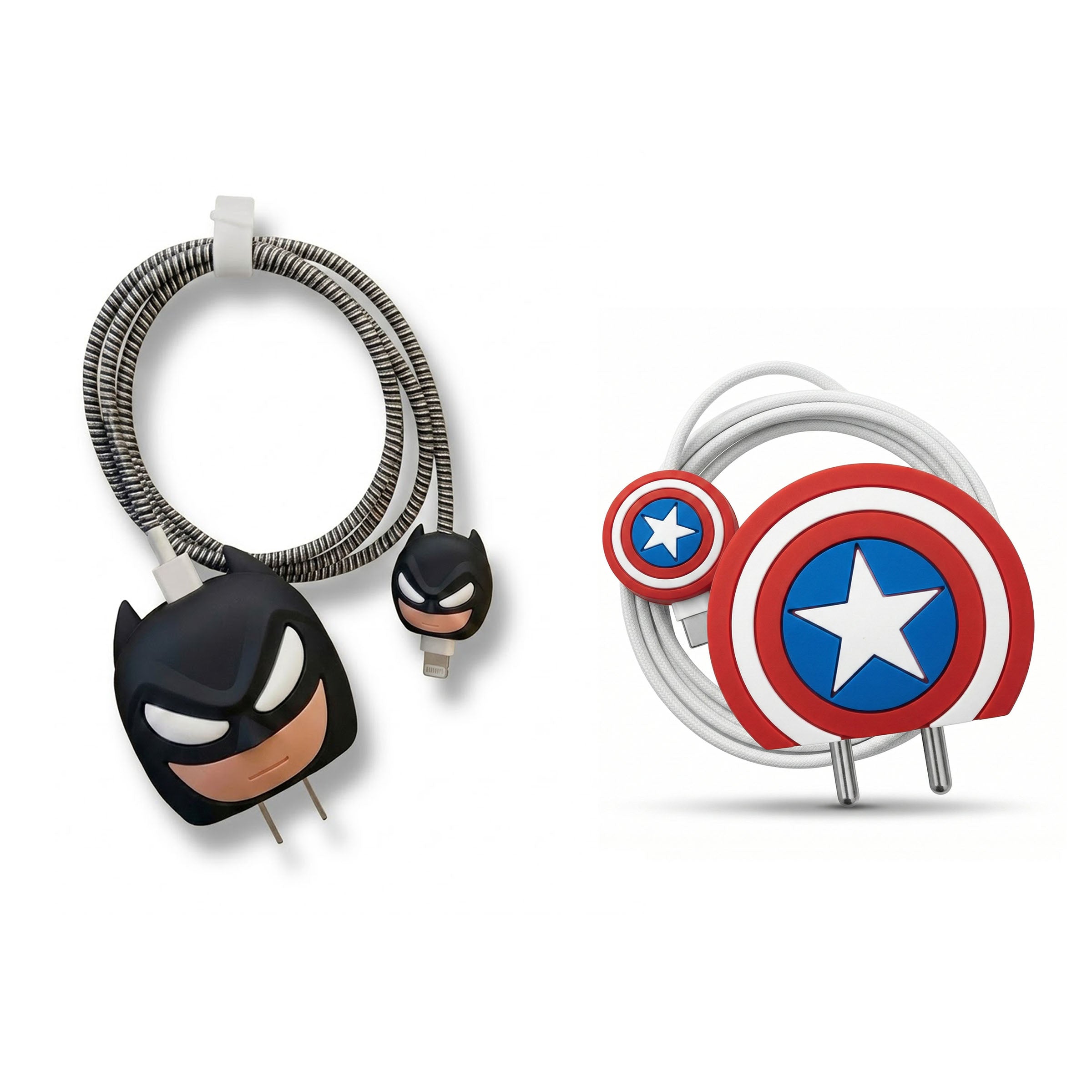 Batman & Captain America Silicone Charger Protector Pack